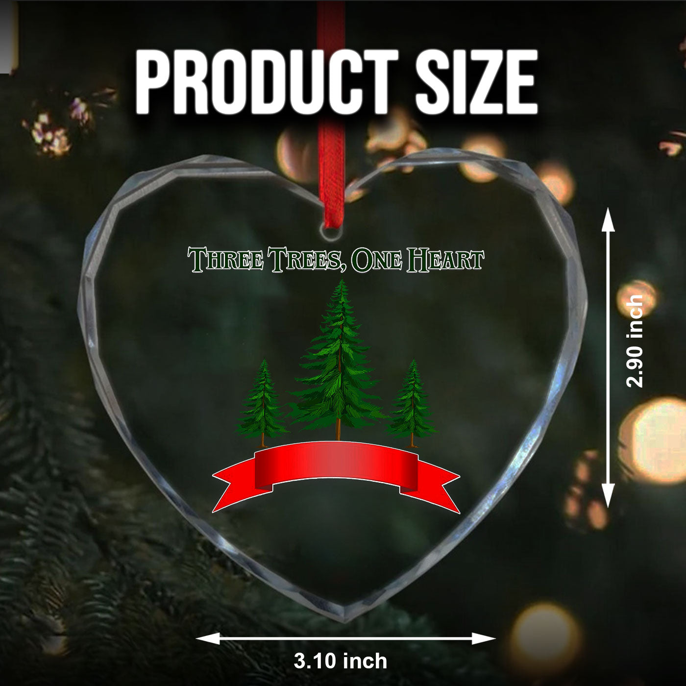 Three Trees, One Heart | A Symbol of Family Unity Christmas | Glass Ornament